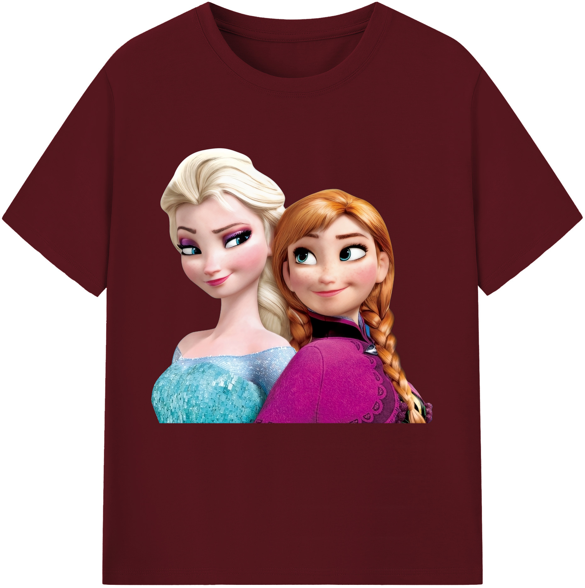 （画像用） アナと雪の女王 アンナ エルサ Frozen Anna Elsa 綿100％半袖Tシャツ（フロントプリント）